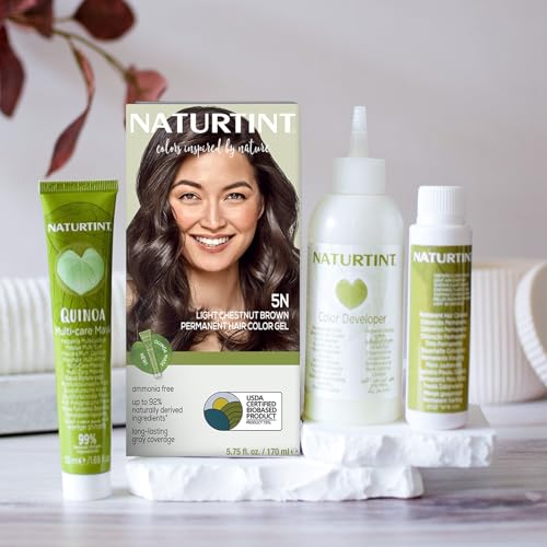 Naturtint 5N Light Chestnut Brown Permanent Hair Color (Pack of 1), Ammonia Free, Vegan, Cruelty Free, up to 100% Gray Coverage, Long Lasting Results (Packaging may vary)