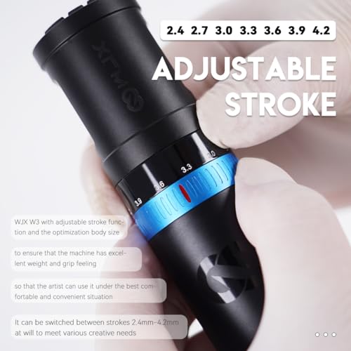 Wjx W3 Tattoo Kit Complete Tattoo Machine Kit Tattoo Gun Pen Fast Charging 2 Batteries Rotary Powerful Motor with 20pcs Mixed Size Cartridge Needles Suitable for Beginners and Artists