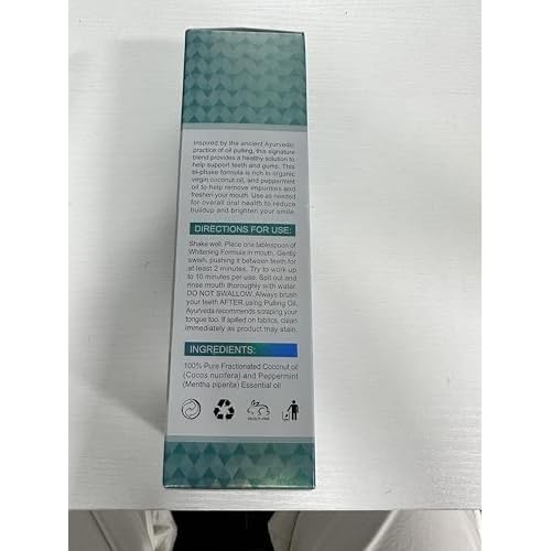 Coconut Oil Pulling for Fresh Breath and Oral Hygiene - Ayurvedic Expert Formulated | Supports Healthy Gums | Natural Teeth Whitening - Includes Tongue Scraper and Measuring Cup - 8 fl. oz