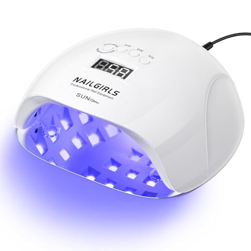 NAILGIRLS UV LED Nail Lamp, 220W, White, 42 UV+LED Beads, 4 Timer Settings, Auto Sensor, Professional Nail Light Curing, Gel Polish, Salon & Home