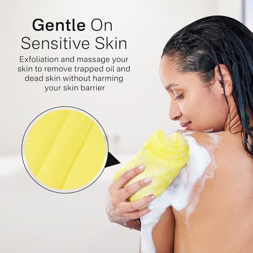 Yiclick Exfoliating Washcloth Towel [3 Pack], Japanese Exfoliating Wash Cloth, Korean Body Scrubber Exfoliator, Back Scrubber Washer for Shower Bath, Body Scrub African Net Sponge Loofah Luffa Colors