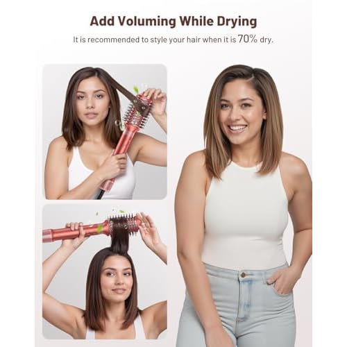 5 in 1 Hot Air Styler & Hair Styler- High-Speed Hair Dryer Brush, Fast Drying Blow Dryer Brush No Heat Damage Multi-Styler Auto Wrap Curlers for Volumizing Curl Straighten Frizz-Free with Travel Bag