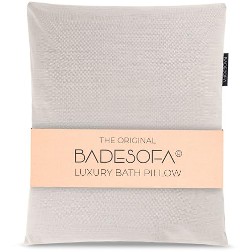 BADESOFA¢ç Luxury Bathtub Pillow L - Large Bath Pillow for Therapeutic Neck and Back Support Quick-Drying - Full Body Bath Tub Cushion - Luxury Spa Cushion in Ivory Pearl