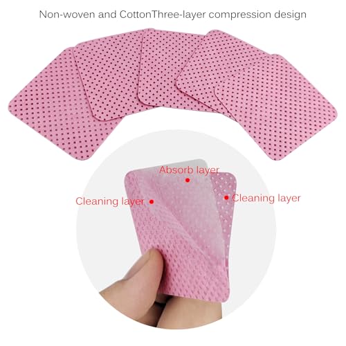 150 Pcs Lint Free Nail Wipes, Non-Woven Nail Polish Remover Pads Nail Polish Wipes for Nail Polish Removal Eyelash Extensions DIY Nail Art Supplies (Pink)