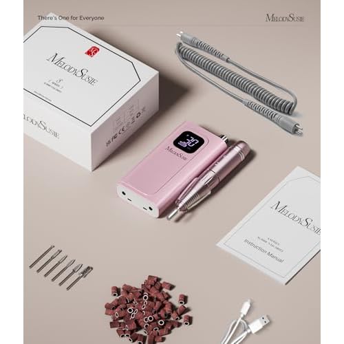 MelodySusie Entry-Level Clip-On Cordless Essential Nail Drill, SC300F 30000RPM Reliable E-File with LCD Display for All Manicure Shaping & Gel Removal, Ideal for Training, Nail Art Practice & Home Use