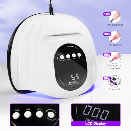 JODSONE Professional U V Nail Lamp with Phone Holder Automatic Sensor and 4 Timers Features 57 Bulbs Nail Lamp for Art Design
