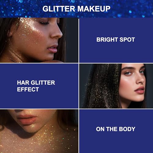 Body Glitter Spray, Glitter Spray for Hair Clothes and Body, Holographic Silver Glitter Hairspray for Grils ? Festival, Rave, Prom, Stage, Nightclub, Cosplay Party Makeup 60ML