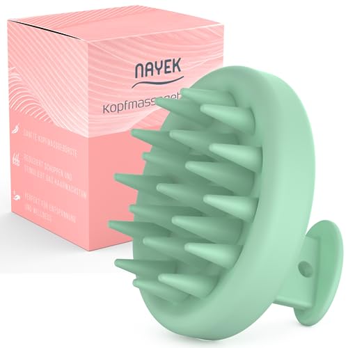 NAYEK Green Silicone Scalp Massager Hair Growth- Scalp Scrubber for Healthy Hair with Soft Silicone Bristles for Dandruff Removal and Healthy Scalp. Shampoo Brush for Thick and Thin Hair