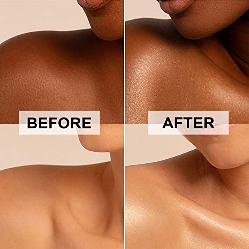 Body Shimmer Oil, Rose Gold Natural Glow Luminizer, Long Lasting Waterproof Moisturizing Liquid Illuminator Highlighter Makeup for a Sun-Kissed Glow, Brush Include, 1oz, Light Medium