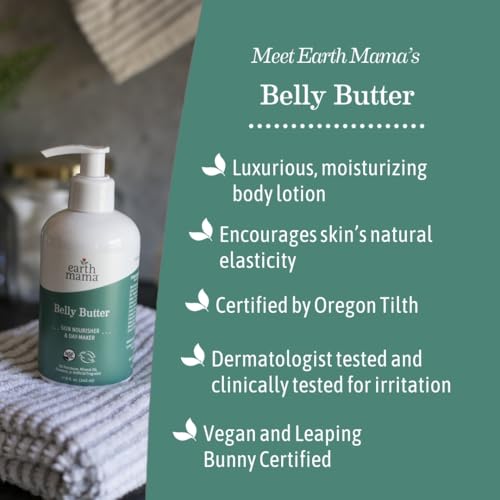 Earth Mama Belly Butter & Belly Oil Bundle for Dry, Stretching Skin | Moisturize + Encourage Skin's Natural Elasticity During Pregnancy & Beyond, 8-Fluid Ounce & 4-Fluid Ounce