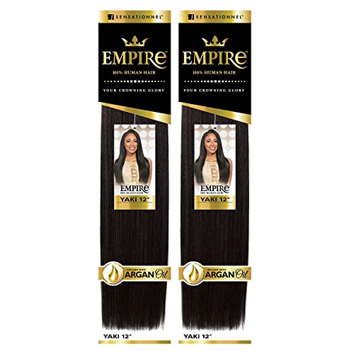 Sensationnel (Pack of 2) Deal ! Human Hair Weave Empire Yaki Weaving (14", 1B Off Black)