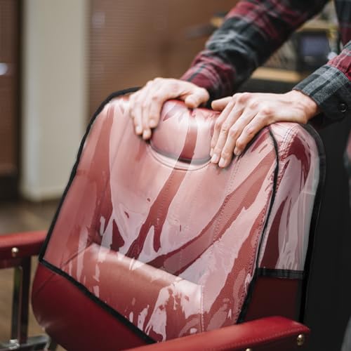 Noverlife Round Barber Chair Cover Protector, 20 in Wide Clear PVC Salon Chair Cover, Hairdressing Chair Back Stitched Cover Durable Easy Clean Covers Prevents Damage for Hair Salon Spa Office Chairs