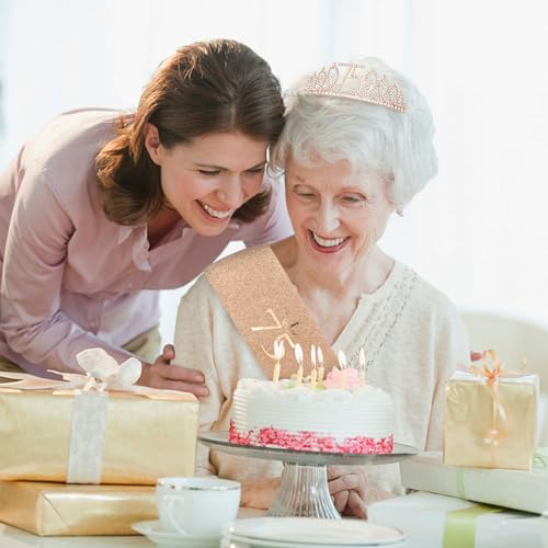 75th Birthday Sash and Crown for Women Rose Gold 75th Birthday Tiara and Sash Set Gifts for Her 75 & Fabulous Sash Birthday Decorations Happy Birthday Crown and Sash Accessories Birthday Gift