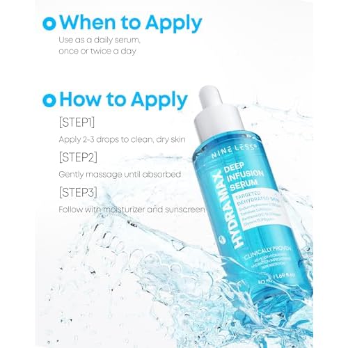 NINELESS HYDRA-MAX Deep Infusion Serum ?48hr Korean Hydrating Face Serum with Hyaluronic Acid, Panthenol - 5 Ceramides -Deep Moisture, Fast Absorbing, All Skin Types, 1.69 fl.oz.
