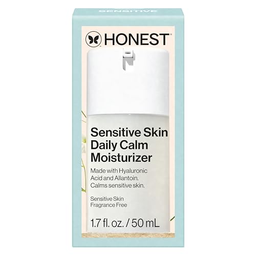 Honest Beauty Sensitive Skin Daily Calm Lightweight Moisturizer | Reduces Redness, Hydrates, + Calms Skin | Hypoallergenic, Fragrance Free, Vegan | 1.7 fl oz