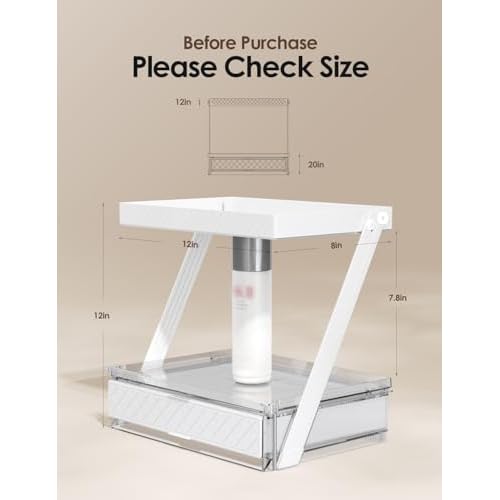 Z-Shaped Bathroom Countertop Organizer ? 2-Tier Vanity Organizer with Sliding Tray & Drawer for Skincare, Makeup & Perfume ? Acrylic Storage for Dresser, Office or Desk