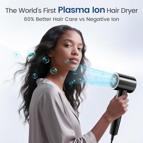 Hair Dryer with 150000 RPM High Speed 1400w Motor for 1-5min Fast Dry, 3 Heat/Cool Wind Level & 49db Low Noise,1.5 Billion Plasma & Industry-Leading Strong Magnetic Nozzle Diffuser Travel Blow Dryer