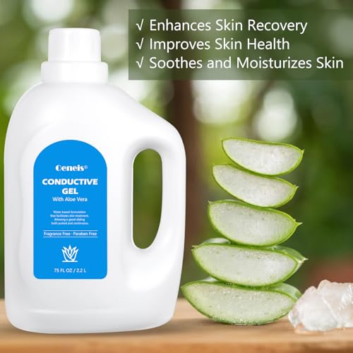 Microcurrent Conductive Gel for Face, Hydrating Collagen Radio Frequency Gel, with Hyaluronic Acid & Aloe Vera, Fragrance-Free, Paraben-Free, 75 fl oz