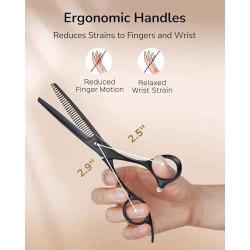 ULG Texturizing Shears ? Professional Stainless Steel, Ergonomic Offset Handles, Teflon Coated, Deer Tooth Blades for Precise Thinning and Layering, Ideal for Stylists and Barbers