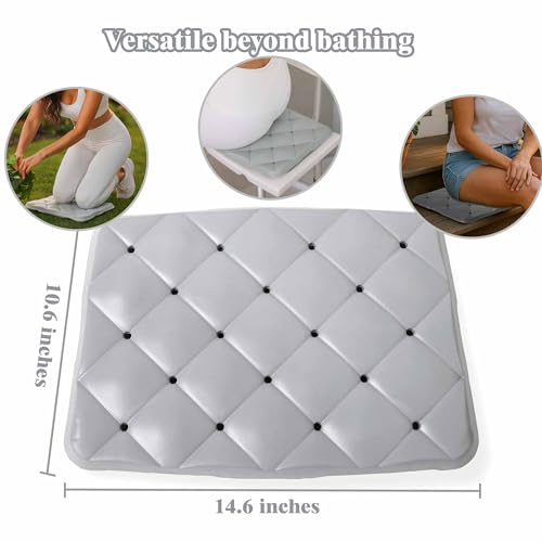 Waterproof Shower Cushion Seat Pad for Bath Bench, Chair, Bathtub, or Walk-in Tub, Non-Slip Foam Bath Seat with Drain Holes, Tailbone Relief Comfort & Support for Seniors, Elderly, Bariatric Chair