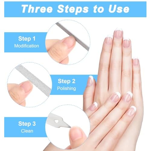 4PCS Diamond Nail File, 6 inch Stainless Steel Diamond Dust Nail File, Stainless Steel Nail Filer for Salon Home