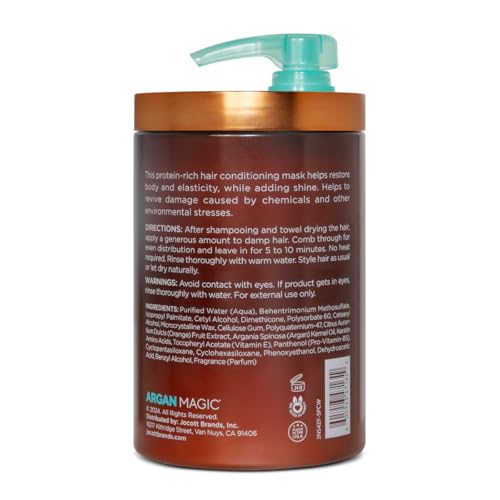 Argan Magic Restorative Hair Mask - Protein Rich Conditioning Hair Mask that Hydrates, Restores And Repairs Damaged Hair | Made in USA, Paraben Free, Cruelty Free (24 Oz)