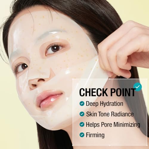 GOODAL Green Tangerine Vita C Gel Mask, Deep Moisturizing Hydrogel Essence, Vitamin C Face Mask for Glass & Glow Skin, Overnight Facial Mask, Jelly Mask for Sensitive Skin, Korean Skin Care, 5EA