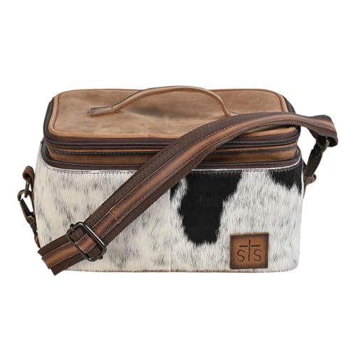 STS Cowhide Cosmetic Case Glamour Makeup Organizer, Color: Tornado/Cowhide (STS-30888)