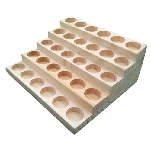 Wooden Essential Oil Display Stand 5 Tier Essential Oil Holder Solid Wood Essential Oil Rack 5 Layer 30-Bottle Essential Oil Display Stand Tabletop Oil Display Holder for 5-20ml Bottles