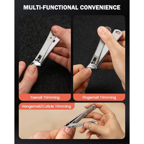 BEZOX Slant Curved Balde Nail Clippers for Ingrown & Thick Nails - Stylish Heavy Duty Toe Nail Clipper for Seniors, Angled Precision Cutting Edge Fingernail Clippers, Integrated Nail File - Champagne
