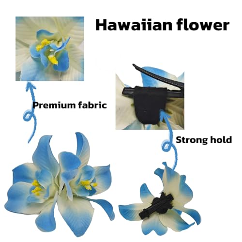 Generic 6 Colors Artificial Flower Hair Clips, Bohemian Flower Hairpin Hawaiian Hairpin for Seaside Holiday, 3.5 Inch Bridal Hair Bobby Pins Headwear for Women Girls(Two-color Mixing)