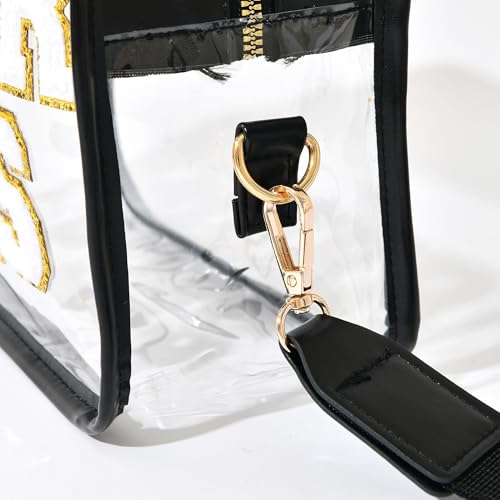 CHEER PINS Bag ? Clear Cheerleading Competition Pin Holder with Chenille Letters, Adjustable Strap, Stadium Approved Cheerleader Team Gift & Spirit Accessory