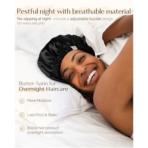 YANIBEST Silk Bonnet Satin Bonnet for Sleeping Women and Men, Adjustable Double Layer Hair Bonnet for Curly Braids Hair