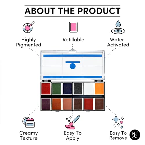 Narrative Cosmetics FX 12-Color Palette - Water-Activated Face & Body Paint for SFX, Theater, Cosplay - High-Pigment, Blendable SFX Makeup, Easy-to-Use for Film & TV