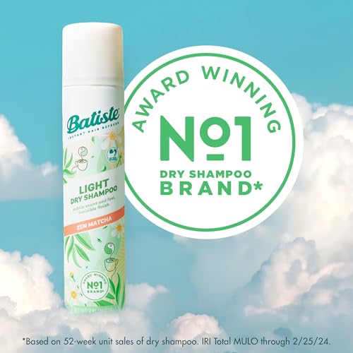 Batiste Light Dry Shampoo, Zen Matcha, Invisible Finish, Refresh Hair & Absorb Oil Between Washes, 3.81 Oz