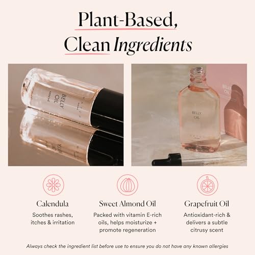 HATCH Belly Oil, Pregnancy & Postpartum Skincare for Stretch Marks, Quick-Drying for Full Body & Soothes Irritation, Plus Vegan, Clean & Plant-Based, 6.7 Fl Oz