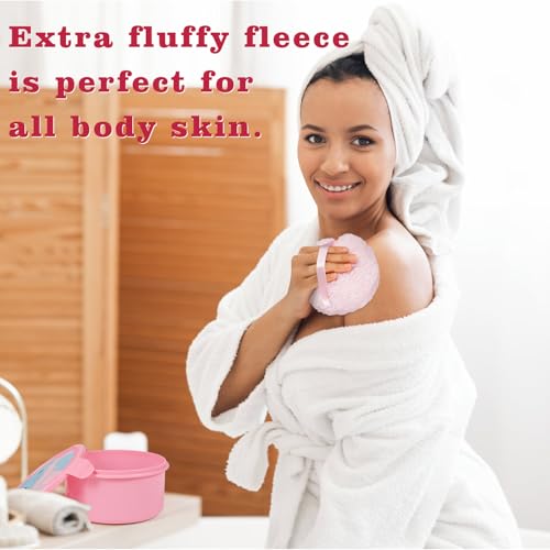 Extra Soft Powder Puff, 6" x 3" Large Body Powder Applicator, Dusting Powder Puffs with Loose Powder Container for Women (Pink)