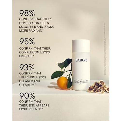 BABOR Enzyme & Vitamin C Powder Cleanser ? Water-Activated Face Wash for Brightening & Exfoliation | Gentle Daily Polish for the Look of Refined Pores & Radiant-Looking Skin | Travel-Friendly