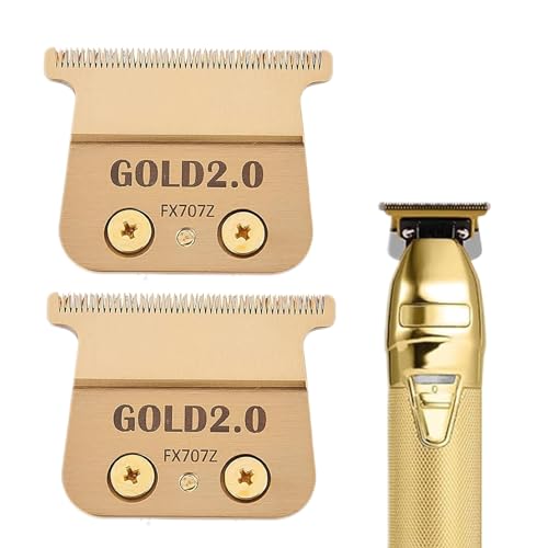 2 Pcs FX707Z DLC 2.0 Replacement Blades Head Compatible with BaByliss PRO Barberology Trimmer Blade,Zero-Gapped Replacement Trimmer Blade Compatible with BaBylissPRO FX787 & FX726 Trimme(GOLD)
