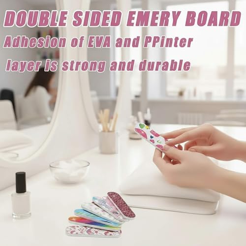 100-Pack 180 Grit Double Sided Disposable Nail Files & Emery Boards for Natural Nails - Bulk Mini/Small Grit Nail File Set for Home Salon, Manicure/Pedicure