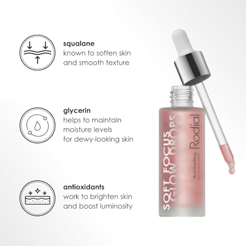 Soft Focus Glow Booster Drops, Illuminating Skin Serum with Glycerin and Antioxidants, Perfectioning and Smoothing Dewy Makeup Base, Weightless Formula