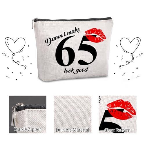 65th Birthday Gift for Women: Travel Makeup Bag - Cosmetic Bag for 65 Year Old Woman Turning 65