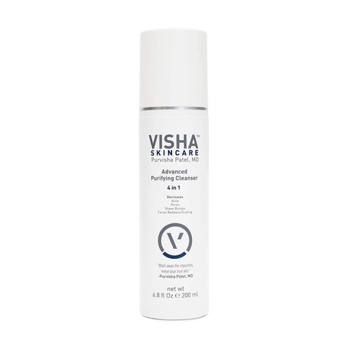 Visha Skincare Advanced 4 in 1 Multitasking Purifying Facial Cleanser, Face Wash to Reduce Facial Redness, Minimize Pores & Exfoliate Skin, Helps Restoring Skin's Natural Glow 6.8fl oz