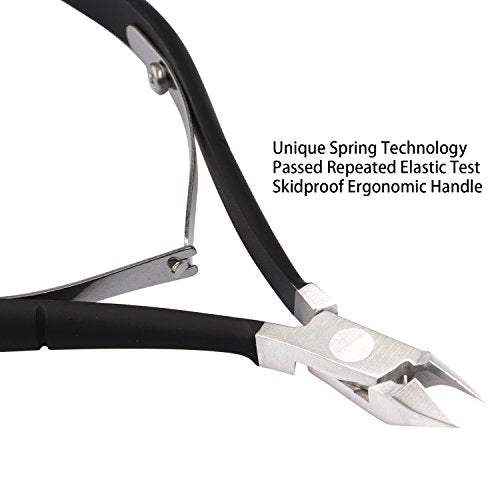 Ejiubas Cuticle Trimmer with Cuticle Pusher Cuticle Nipper Professional Grade Stainless Steel Cuticle Remover Cutter Clipper Durable Pedicure Manicure Tools (Black)