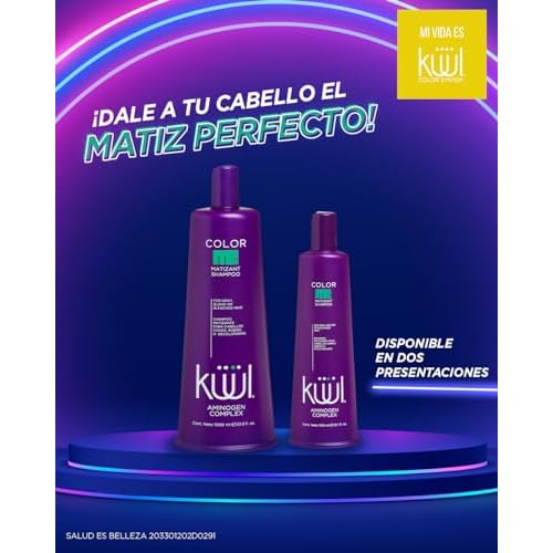 KUUL MATIZANT SHAMPOO 33.81 oz - PURPLE SHAMPOO - (MATIZANTE CABELLOS CANOS RUBIOS O DECOLORADOS COLOR DEL LIQUIDO = MORADO) - 1000 ML