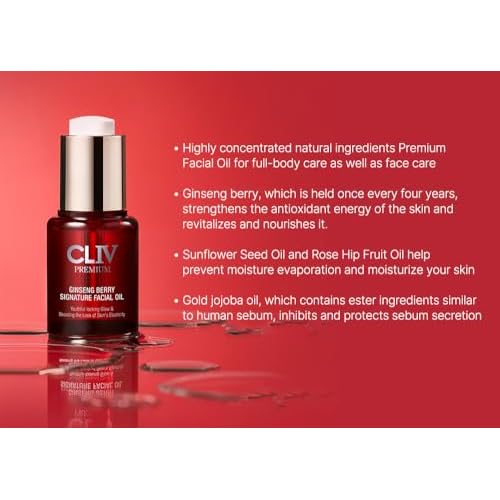 CLIV Ginseng Berry Premium Facial Oil, Moisturizing, Elasticity, Nourishing (Face Oil 0.67 fl.oz)