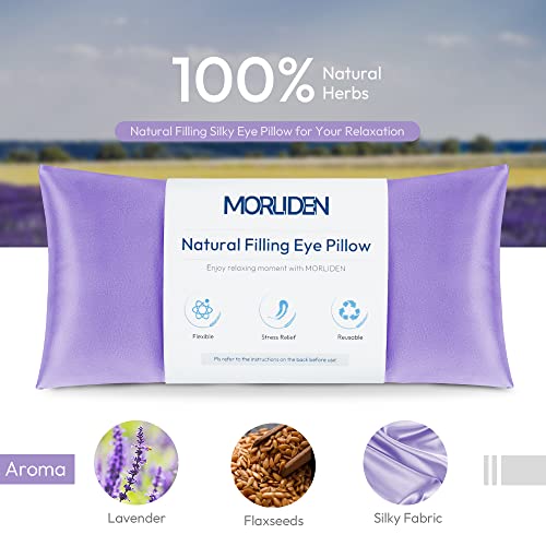 Lavender Eye Pillows for Relaxation, Yoga Eye Pillow for Meditation, Microwavable Weighted Eye Pillow for Yoga, Moist Heat & Cold Eye Compress with Aromatherapy (Light Purple) - 2 Pack