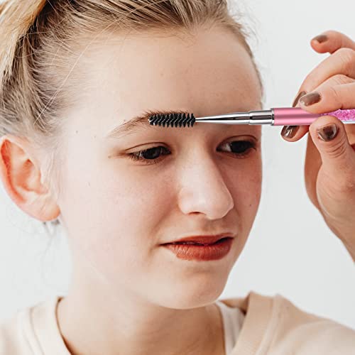 Tbestmax 3 Pcs Spoolies Mascara Wands Eyelash Brushes Eye Brow Brush Applicator with Cap for Travel Pink