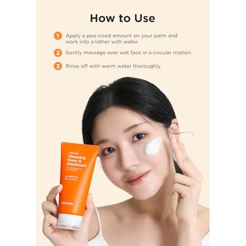 Hanskin Pore Cleansing Foam, Bha Cleanser, Gentle Exfoliating Face Wash and Makeup Remover, Korean Deep Pore Sebum Cleansing for Hydrated and Smooth Skin 4.06 (fl oz)