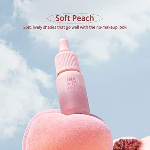 Peripera Ink Airy Velvet Lip Tint | High-Pigmentation, Lightweight, Soft, Moisturizing, Not Animal Tested (021 FLUFFY PEACH)